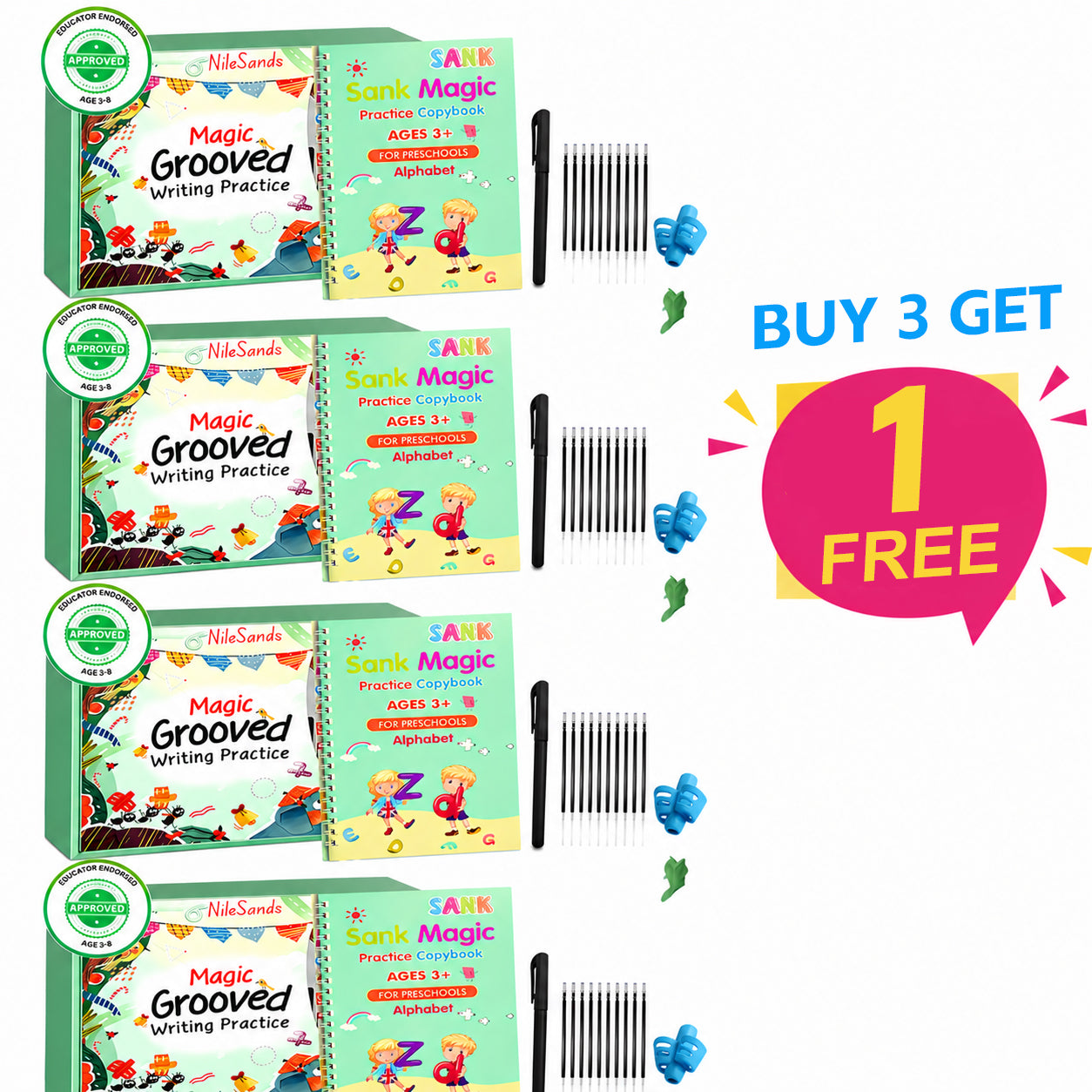 š„LAST DAY SALE 50%OFF - MagicBook | Kids Practice Copybook Set (4Pcs/Set)