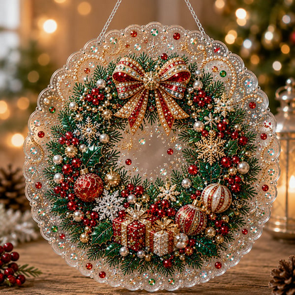 🎄 LAST DAY 49% OFF – ✨ Christmas Pearl Diamond Art Hanging Ornament Kit | Luxury Flocked Canvas with Scratch-Resistant Non-Fading Pearl Beads🎅💎