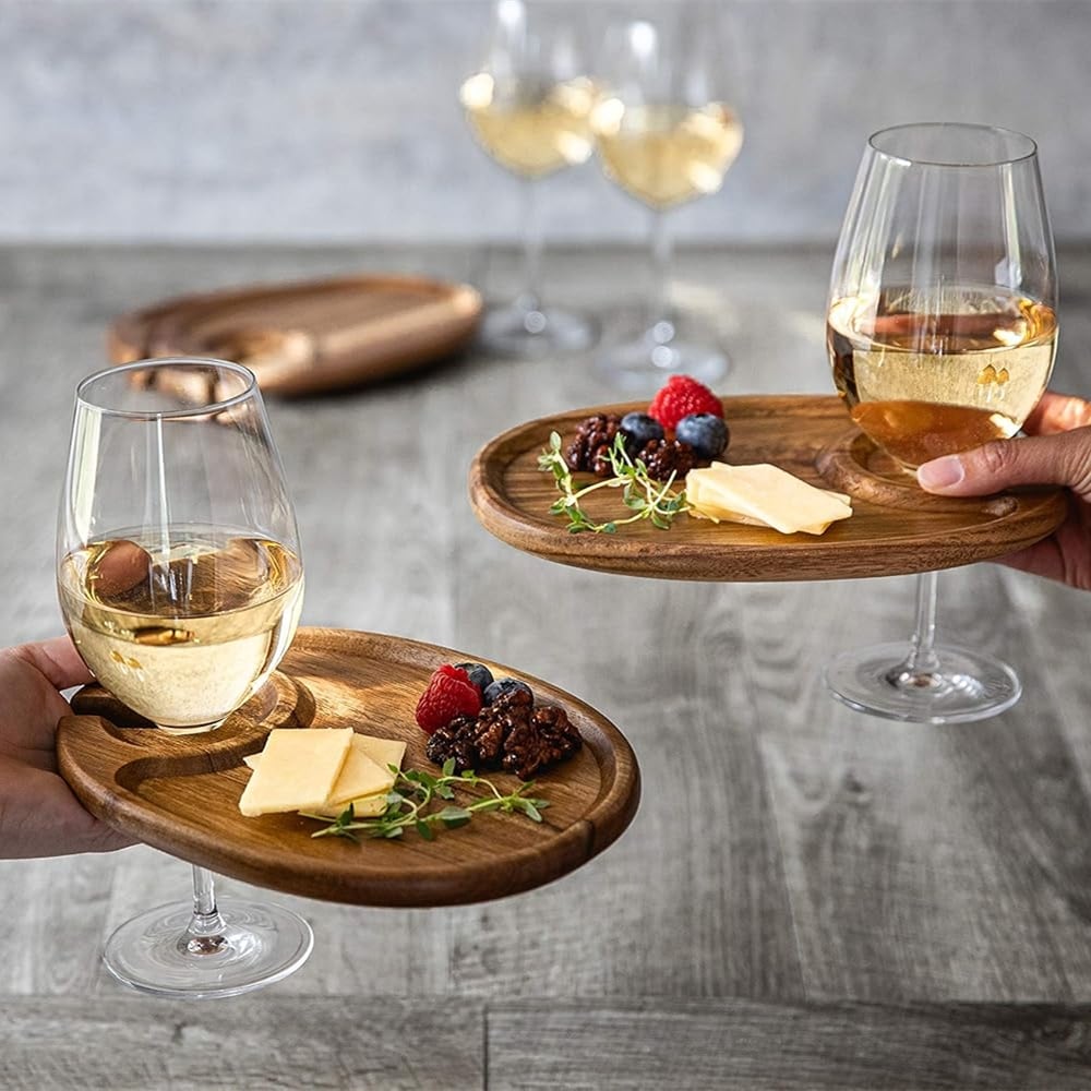 Upgraded Appetizer Plate with Wine Glass Holder