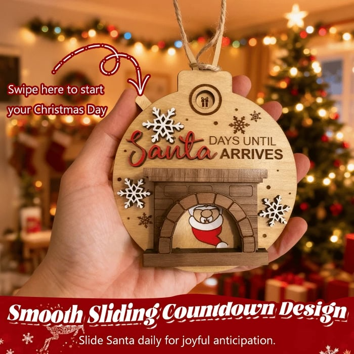 🎄🎅Christmas Countdown Ornament - Santa in Chimney with Snowflakes