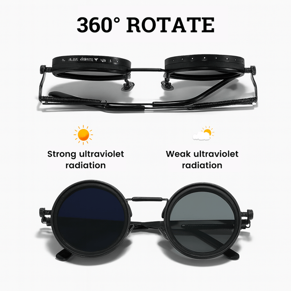 Adjustable Tint Rounded Polarized Lenses Retro Sunglasses