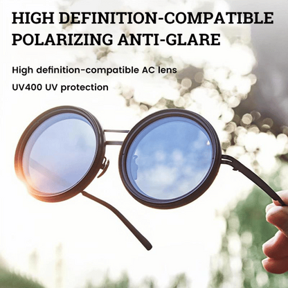 Adjustable Tint Rounded Polarized Lenses Retro Sunglasses