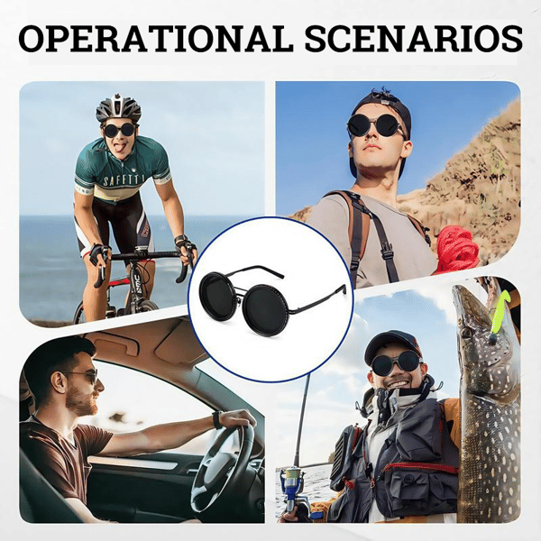 Adjustable Tint Rounded Polarized Lenses Retro Sunglasses