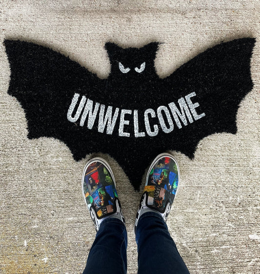 🔥LAST DAY 49% OFF🦇 "Unwelcome" Bat Shaped Coir Mat
