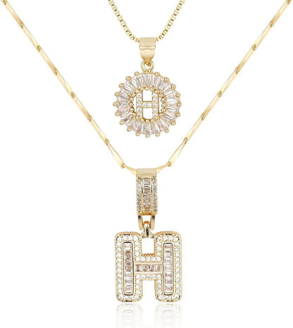 🎁 New Release Mother's Day Gift - 50% Off - Set of 2 - Initial Letter Pendant Necklace