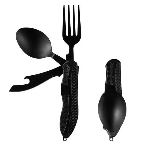 🔥Foldable Stainless Steel Camping Multitool Utensil Set | Portable Quick-Detach Fork, Spoon & Knife