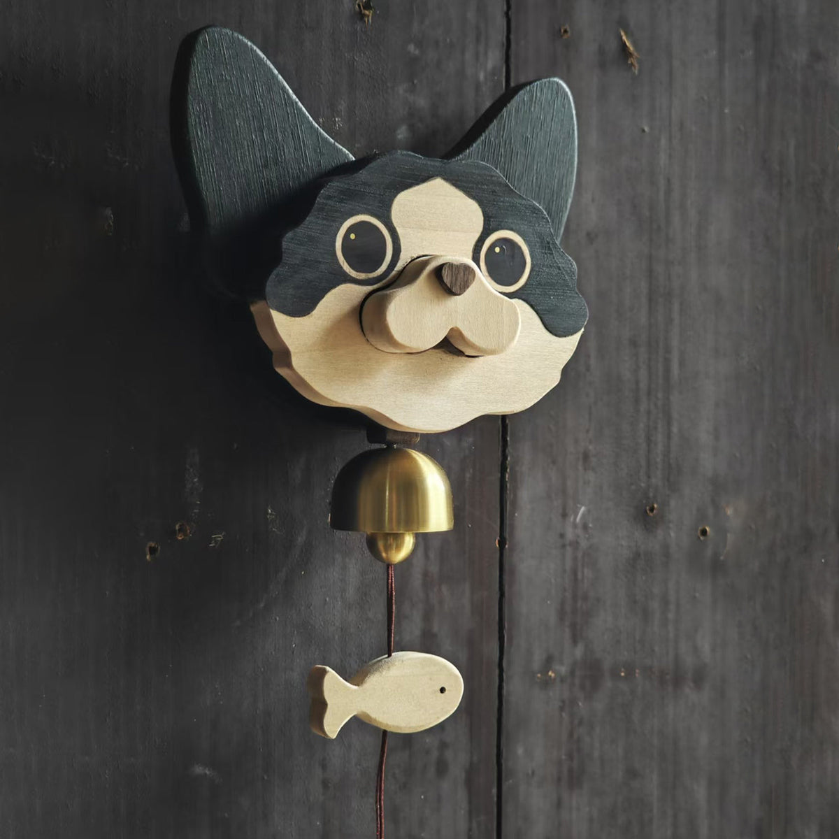 Handcrafted Wooden Shiba Inu Wind Chime Doorbell