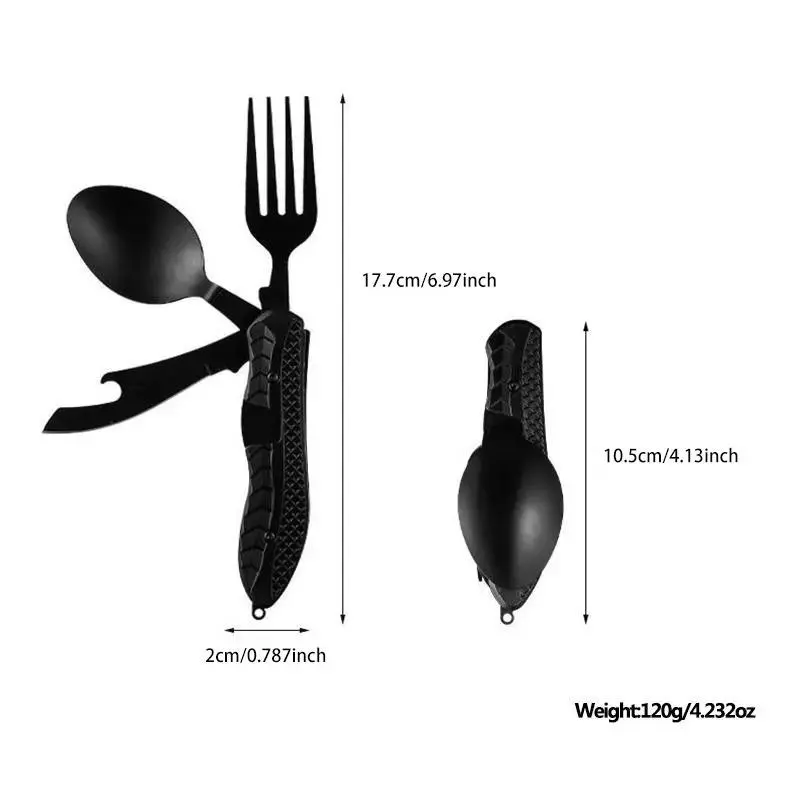 🔥Foldable Stainless Steel Camping Multitool Utensil Set | Portable Quick-Detach Fork, Spoon & Knife