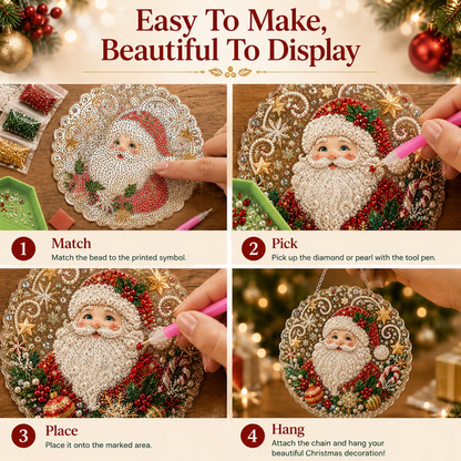 🎄 LAST DAY 49% OFF – ✨ Christmas Pearl Diamond Art Hanging Ornament Kit | Luxury Flocked Canvas with Scratch-Resistant Non-Fading Pearl Beads🎅💎