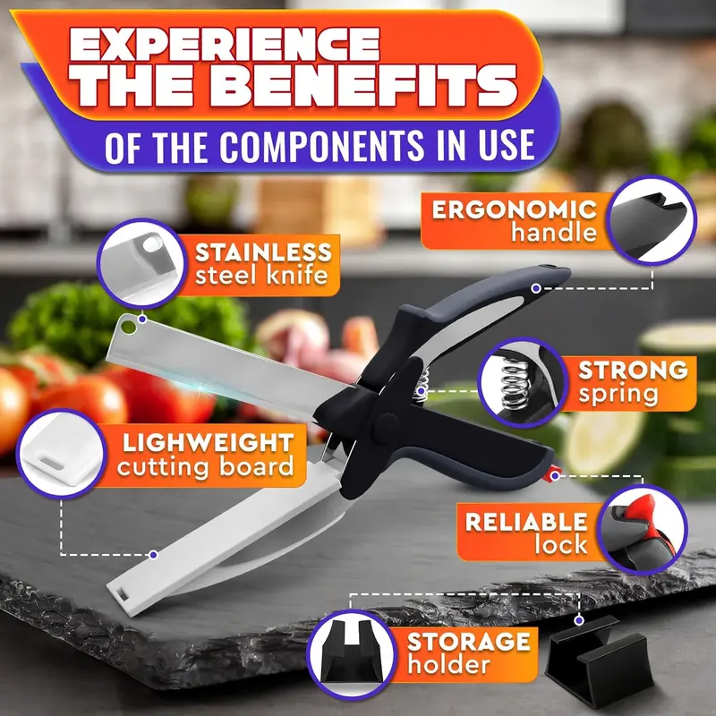 ⚡50K+ SOLD - 2-in-1 Kitchen Scissors with Built-in Cutting Board