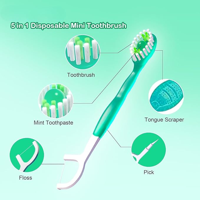 🔥5 in 1 Mini Toothbrush & Floss & Tongue Scraper & Toothpick Set