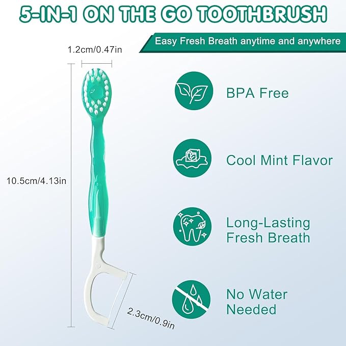 🔥5 in 1 Mini Toothbrush & Floss & Tongue Scraper & Toothpick Set