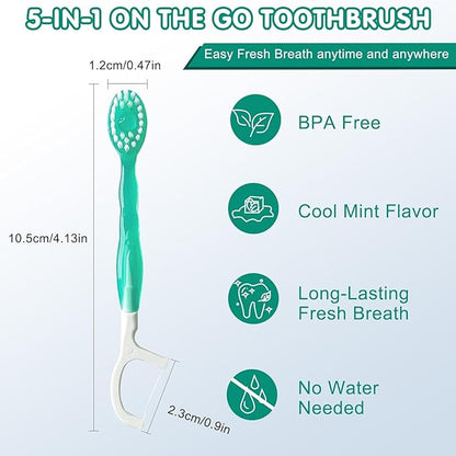 🔥5 in 1 Mini Toothbrush & Floss & Tongue Scraper & Toothpick Set