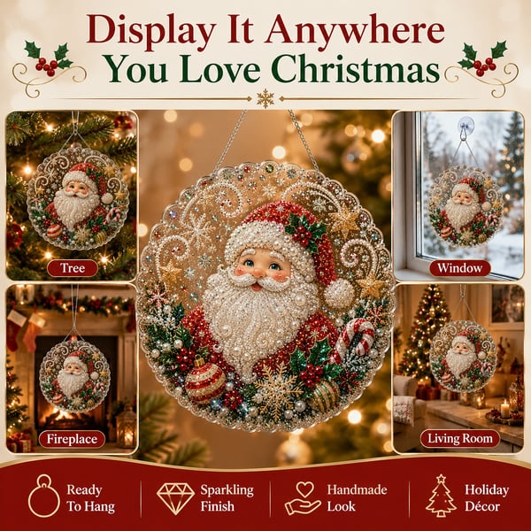 🎄 LAST DAY 49% OFF – ✨ Christmas Pearl Diamond Art Hanging Ornament Kit | Luxury Flocked Canvas with Scratch-Resistant Non-Fading Pearl Beads🎅💎