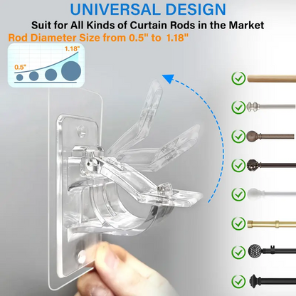 🔥6-Pack No Drill Needed Curtain Rod Holders Brackets | Heavy-Duty & Damage-Free