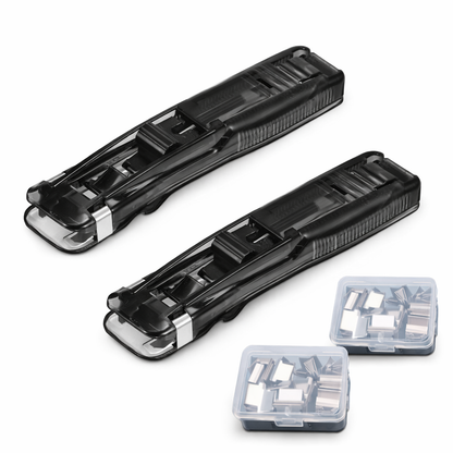 Portable Binder Clip Stapler - Includes 50 reusable clips