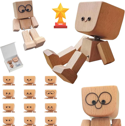 🔥 Last Day 50% OFF - Shaking Feet Wooden Doll - Sways with 12 Pcs Magnetic Expressions