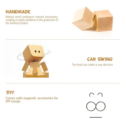🔥 Last Day 50% OFF - Shaking Feet Wooden Doll - Sways with 12 Pcs Magnetic Expressions