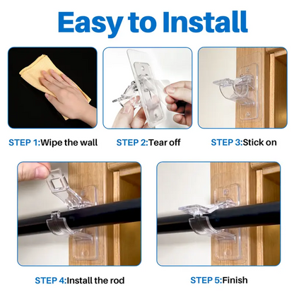 🔥6-Pack No Drill Needed Curtain Rod Holders Brackets | Heavy-Duty & Damage-Free