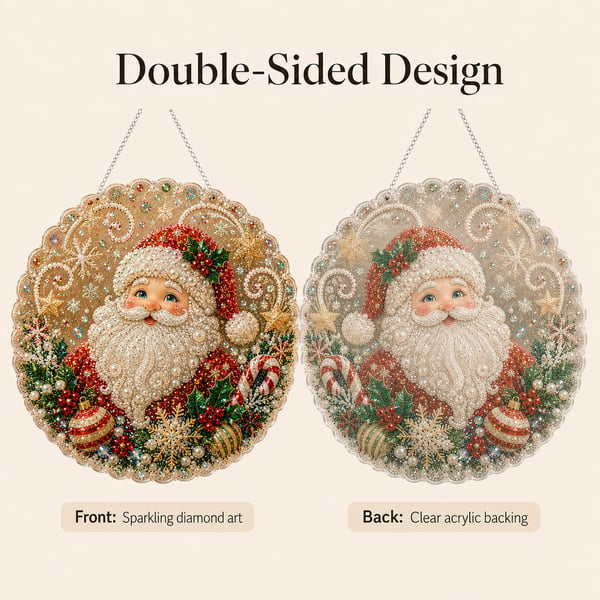 🎄 LAST DAY 49% OFF – ✨ Christmas Pearl Diamond Art Hanging Ornament Kit | Luxury Flocked Canvas with Scratch-Resistant Non-Fading Pearl Beads🎅💎