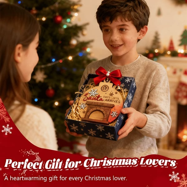 🎄🎅Christmas Countdown Ornament - Santa in Chimney with Snowflakes