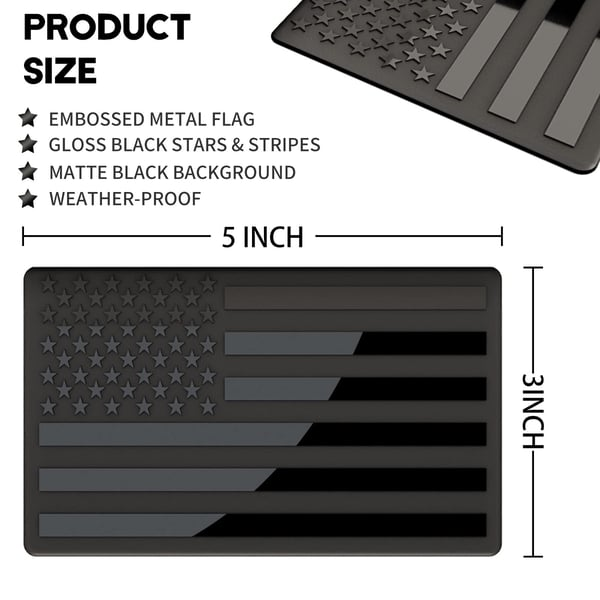 🔥Last Day 49% OFF - 3D All-Black American Flag Emblem Decal