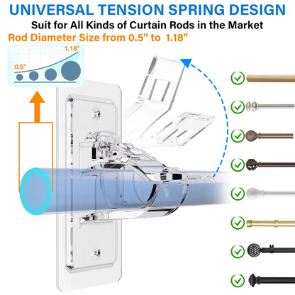 🔥6-Pack No Drill Needed Curtain Rod Holders Brackets | Heavy-Duty & Damage-Free