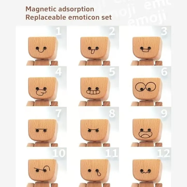 🔥 Last Day 50% OFF - Shaking Feet Wooden Doll - Sways with 12 Pcs Magnetic Expressions