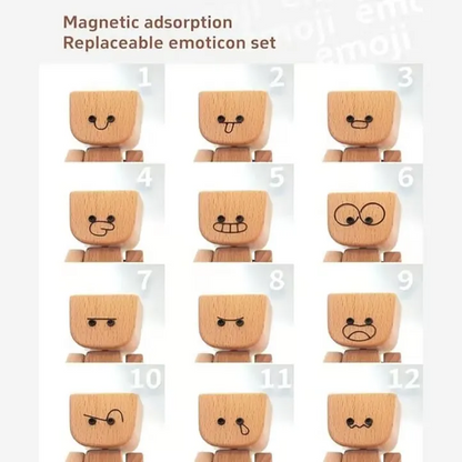 🔥 Last Day 50% OFF - Shaking Feet Wooden Doll - Sways with 12 Pcs Magnetic Expressions