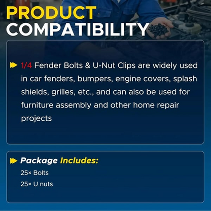 50Pcs Body Bolt & U-Nut Clip Kit