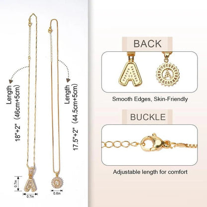 🎁 New Release Mother's Day Gift - 50% Off - Set of 2 - Initial Letter Pendant Necklace