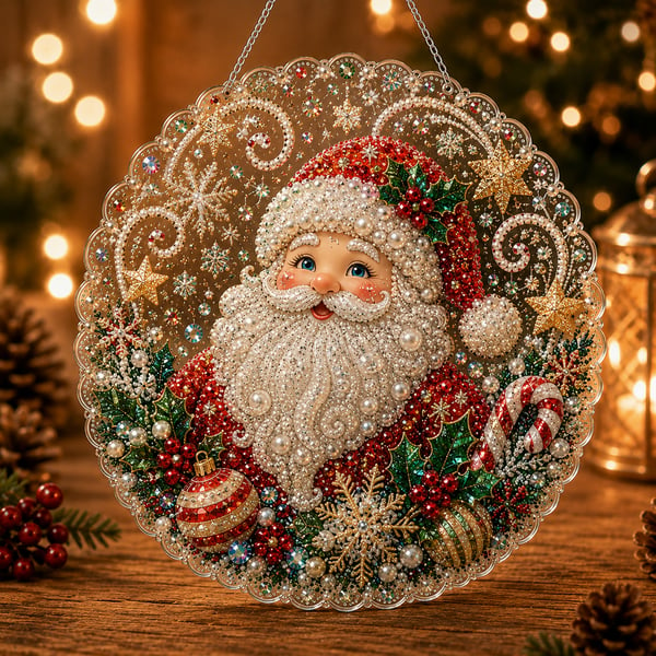 🎄 LAST DAY 49% OFF – ✨ Christmas Pearl Diamond Art Hanging Ornament Kit | Luxury Flocked Canvas with Scratch-Resistant Non-Fading Pearl Beads🎅💎