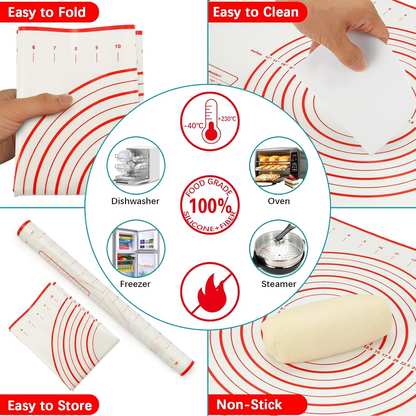 🔥LAST DAY SALE 49% OFF - Rolling Pin and Pastry Baking Mat Set-with adjustable thickness rings