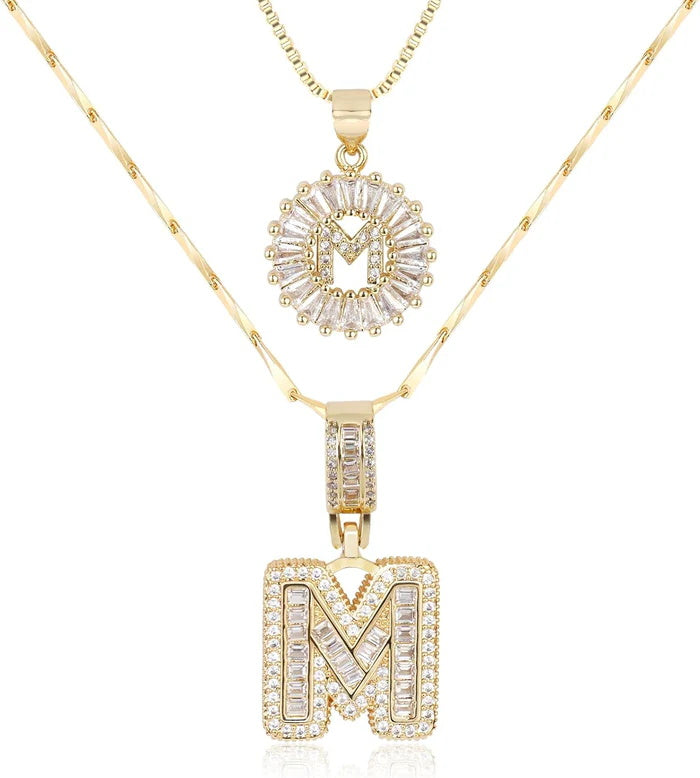 🎁 New Release Mother's Day Gift - 50% Off - Set of 2 - Initial Letter Pendant Necklace