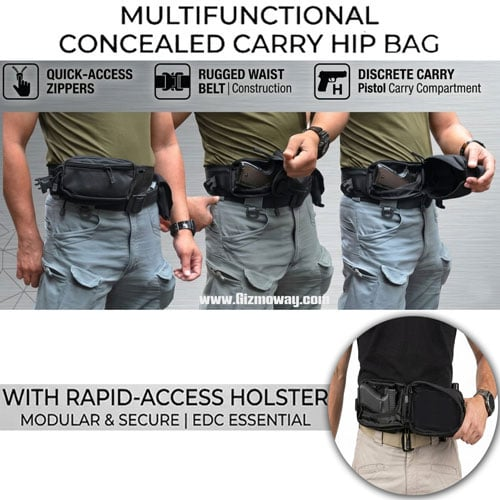 Multifunctional Concealed Carry Hip Bag with Rapid-Access Holster