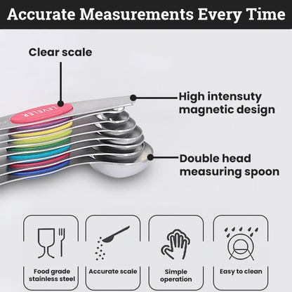 🔥LAST DAY 49% OFF - ⚡50K+ SOLD - Stainless Steel Magnetic Measuring Spoons Set