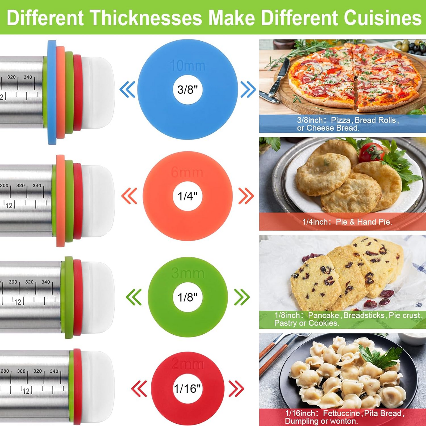 🔥LAST DAY SALE 49% OFF - Rolling Pin and Pastry Baking Mat Set-with adjustable thickness rings