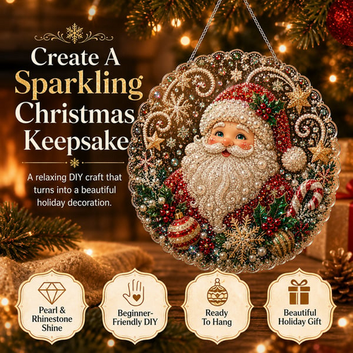 🎄 LAST DAY 49% OFF – ✨ Christmas Pearl Diamond Art Hanging Ornament Kit | Luxury Flocked Canvas with Scratch-Resistant Non-Fading Pearl Beads🎅💎