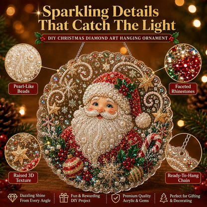 🎄 LAST DAY 49% OFF – ✨ Christmas Pearl Diamond Art Hanging Ornament Kit | Luxury Flocked Canvas with Scratch-Resistant Non-Fading Pearl Beads🎅💎
