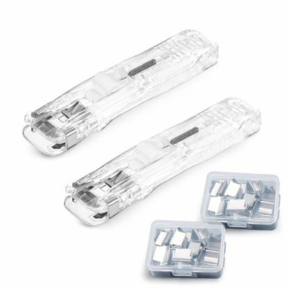 Portable Binder Clip Stapler - Includes 50 reusable clips