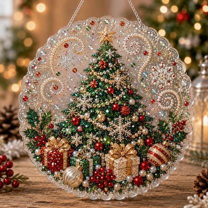 🎄 LAST DAY 49% OFF – ✨ Christmas Pearl Diamond Art Hanging Ornament Kit | Luxury Flocked Canvas with Scratch-Resistant Non-Fading Pearl Beads🎅💎