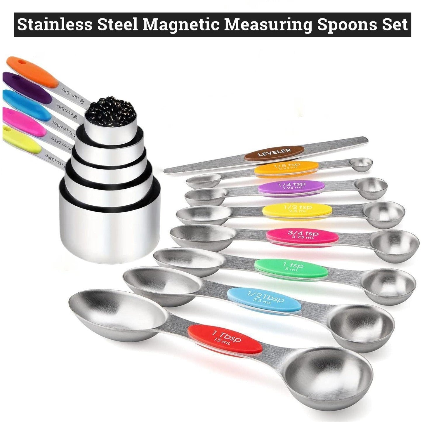 🔥LAST DAY 49% OFF - ⚡50K+ SOLD - Stainless Steel Magnetic Measuring Spoons Set