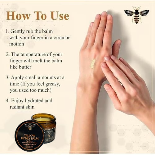 ✨Beef Tallow and Honey Balm for Skin - Handmade All-Natural Moisturizer