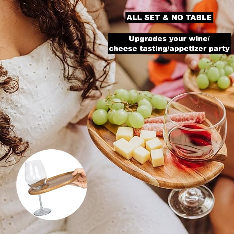 Upgraded Appetizer Plate with Wine Glass Holder