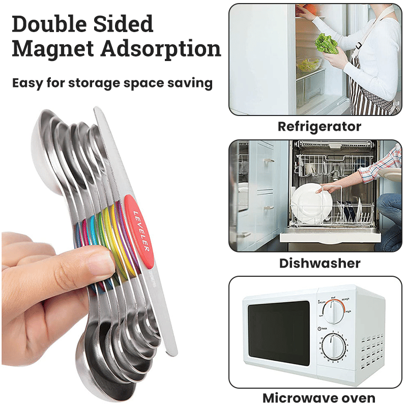 🔥LAST DAY 49% OFF - ⚡50K+ SOLD - Stainless Steel Magnetic Measuring Spoons Set